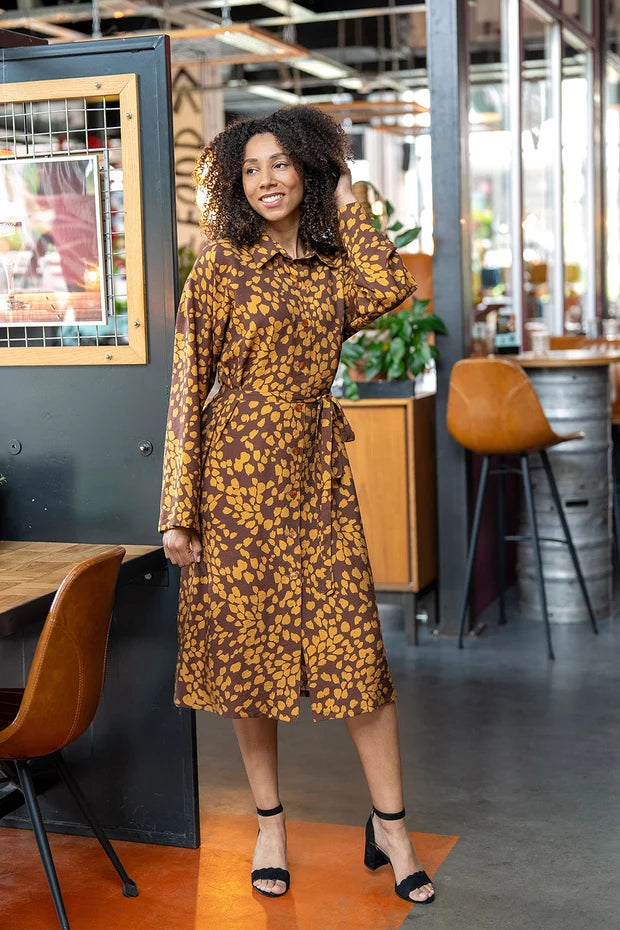 Viscose Bloemen Midi-jurk Dames | Strikceintuur & Knoopsluiting