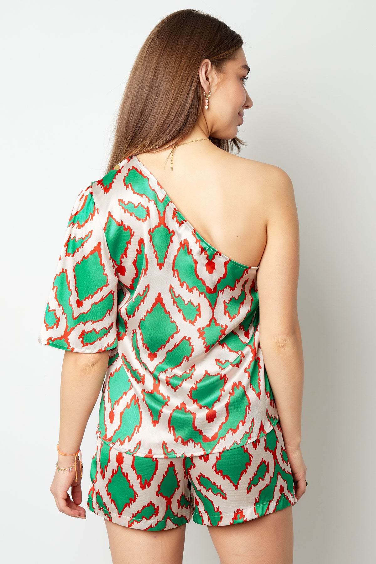 Tropical Bliss Top | One-Shoulder | Geometrischer Print | Damen