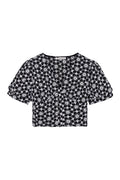 Crop Top met Bloemenprint & V-hals | Dames Korte Mouw