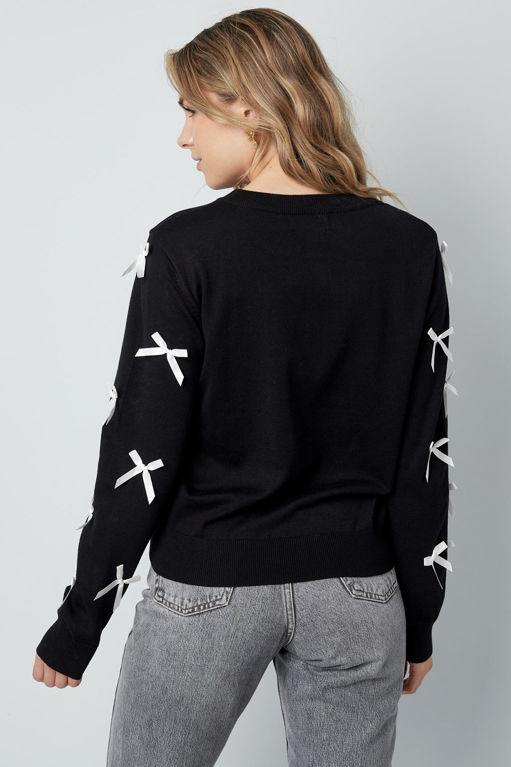 Viscose Top with Long Sleeves & Bows – Soft & Flowy | Fuchsia, Green, White & Black | S/M-L/XL