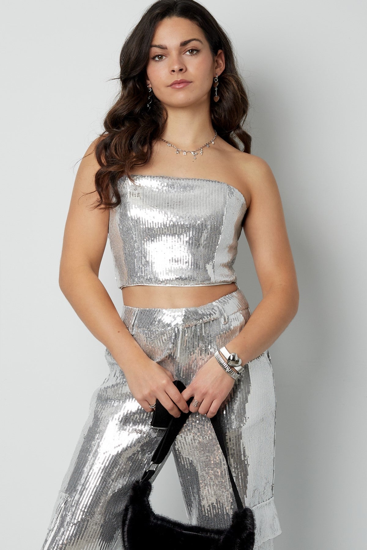 Strapless Pailletten Top | Dames Feest & Party Wear