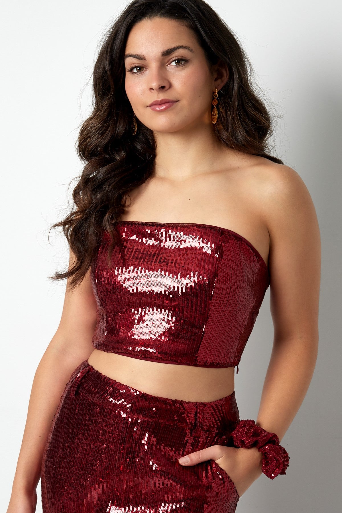 Strapless Pailletten Top | Dames Feest & Party Wear