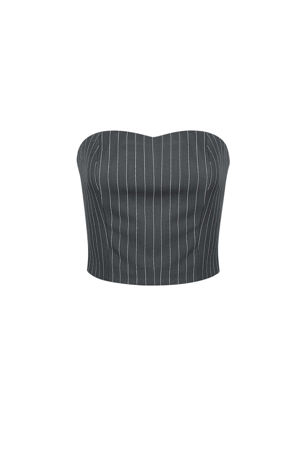 Mouwloze Pinstripe Top | Dames Gestructureerde Top | Grijs & Bordeaux