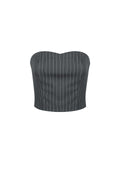 Mouwloze Pinstripe Top | Dames Gestructureerde Top | Grijs & Bordeaux