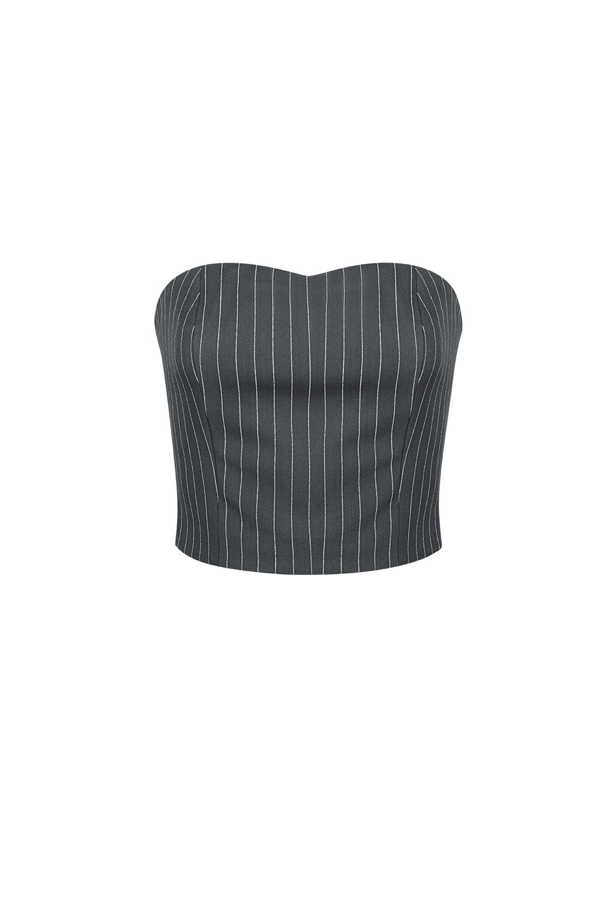 Mouwloze Pinstripe Top | Dames Gestructureerde Top | Grijs & Bordeaux