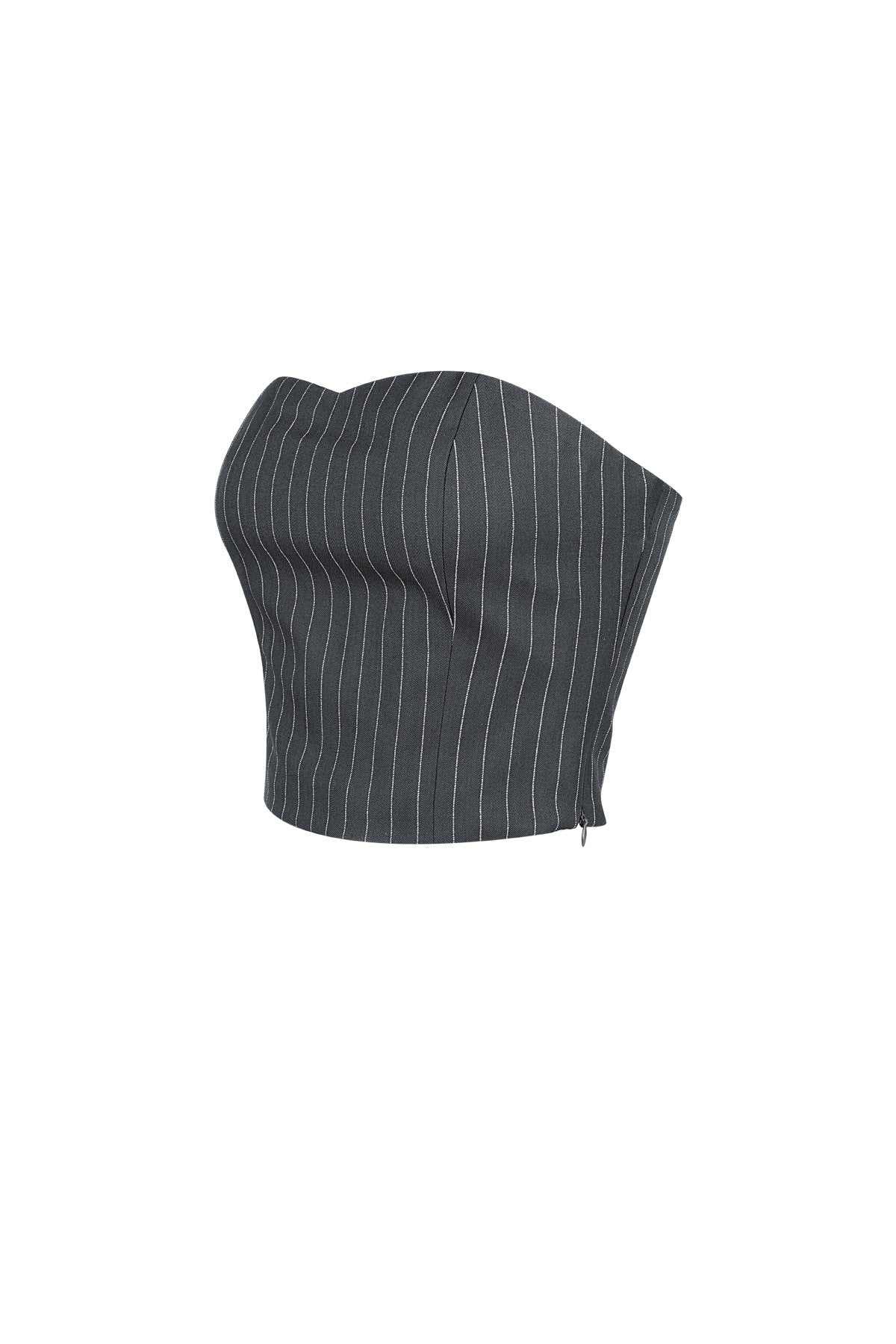Mouwloze Pinstripe Top | Dames Gestructureerde Top | Grijs & Bordeaux