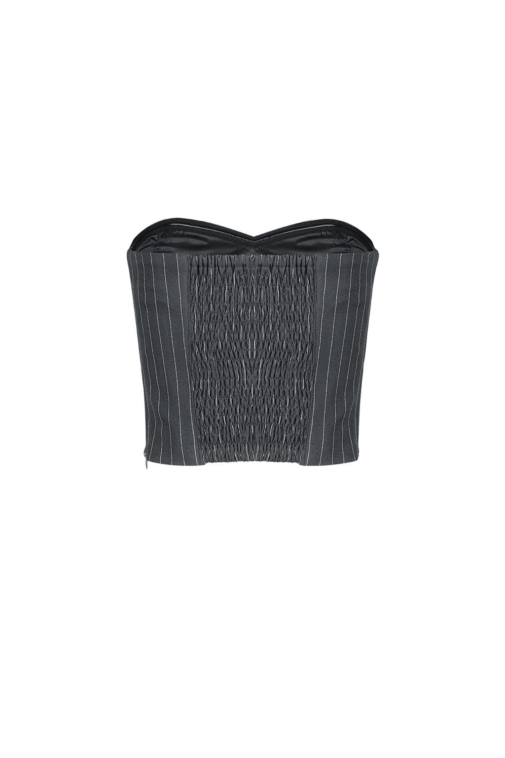 Mouwloze Pinstripe Top | Dames Gestructureerde Top | Grijs & Bordeaux