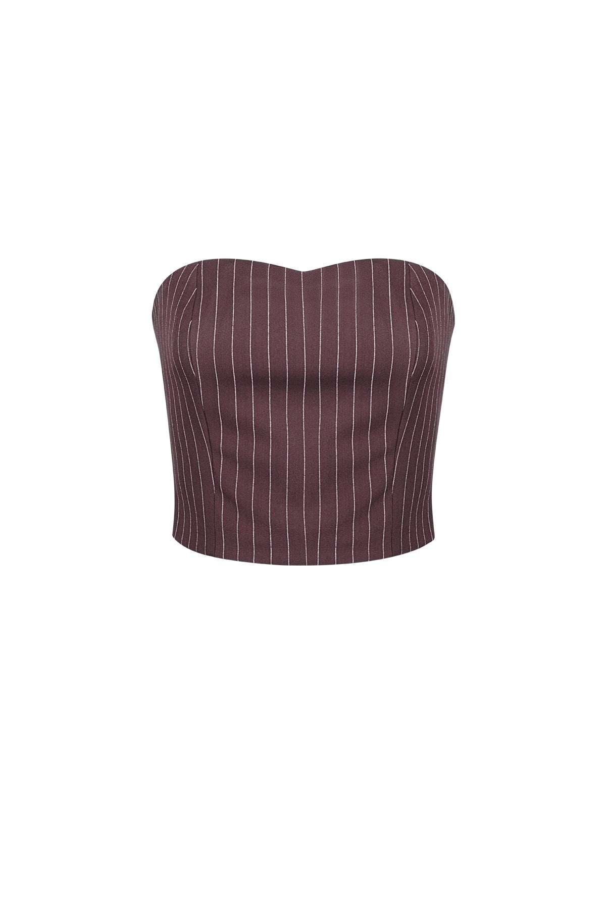 Mouwloze Pinstripe Top | Dames Gestructureerde Top | Grijs & Bordeaux