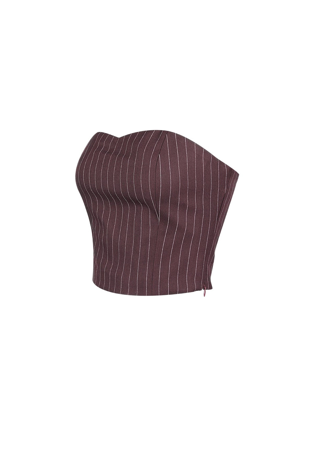Mouwloze Pinstripe Top | Dames Gestructureerde Top | Grijs & Bordeaux