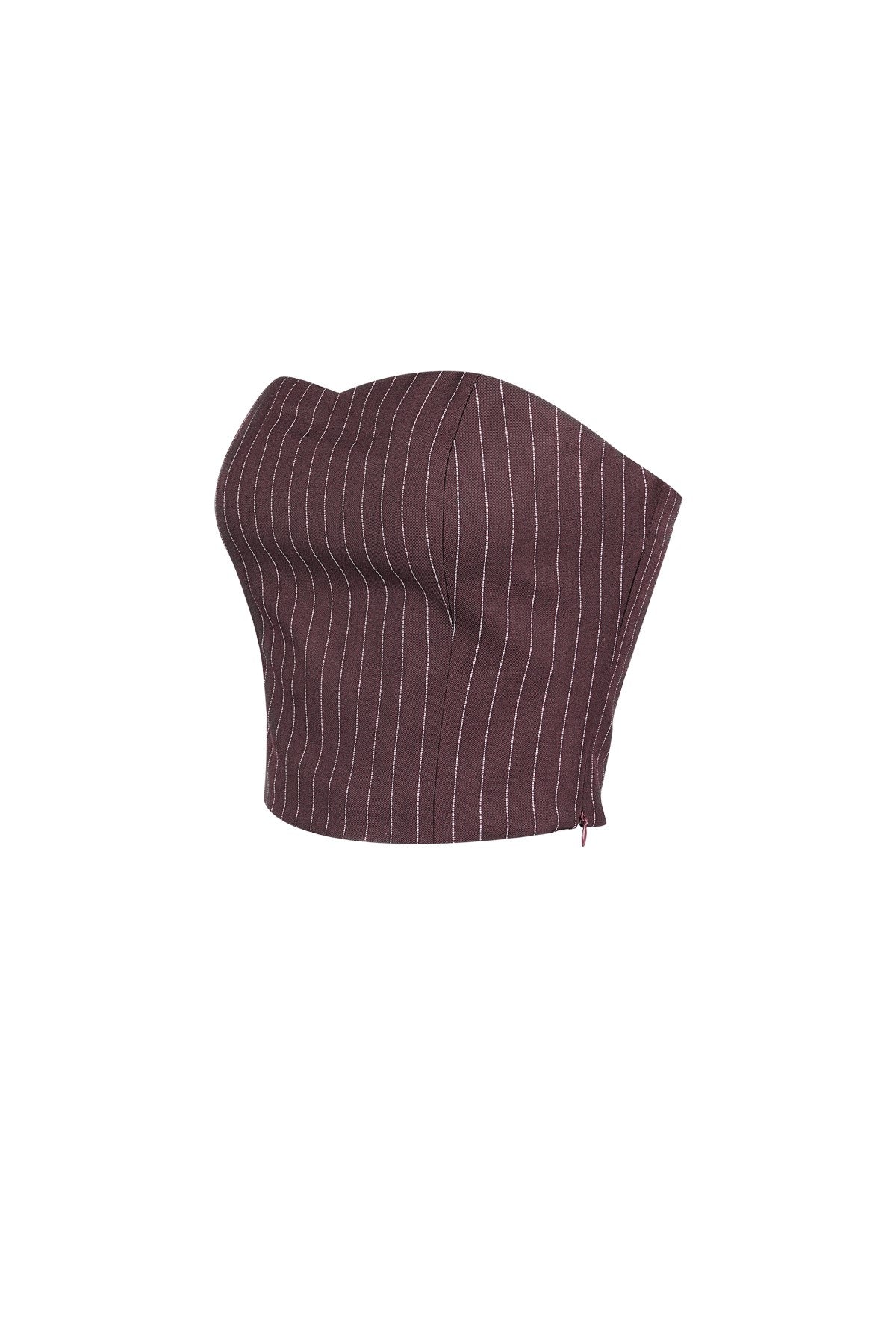 Mouwloze Pinstripe Top | Dames Gestructureerde Top | Grijs & Bordeaux