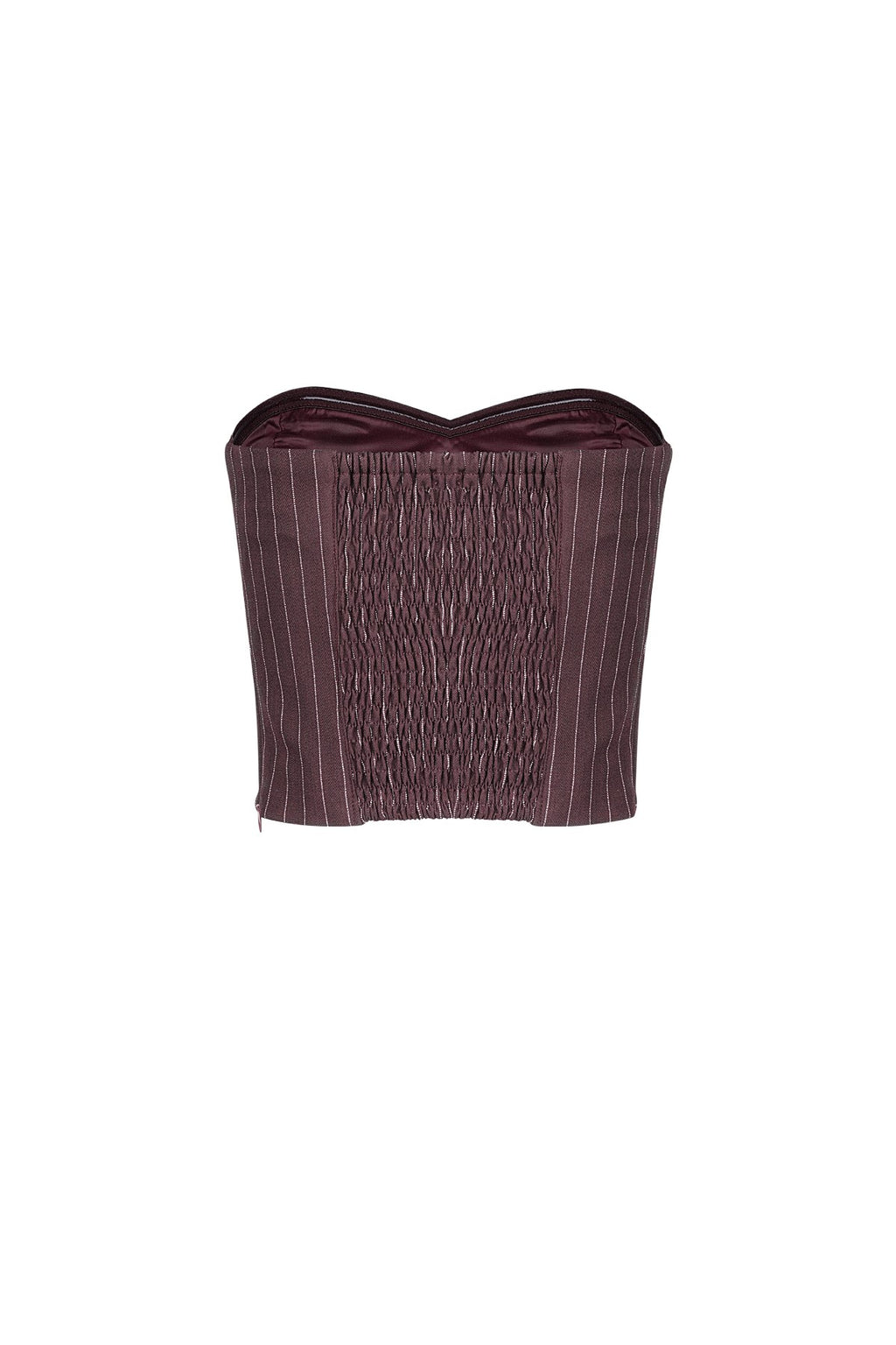 Mouwloze Pinstripe Top | Dames Gestructureerde Top | Grijs & Bordeaux
