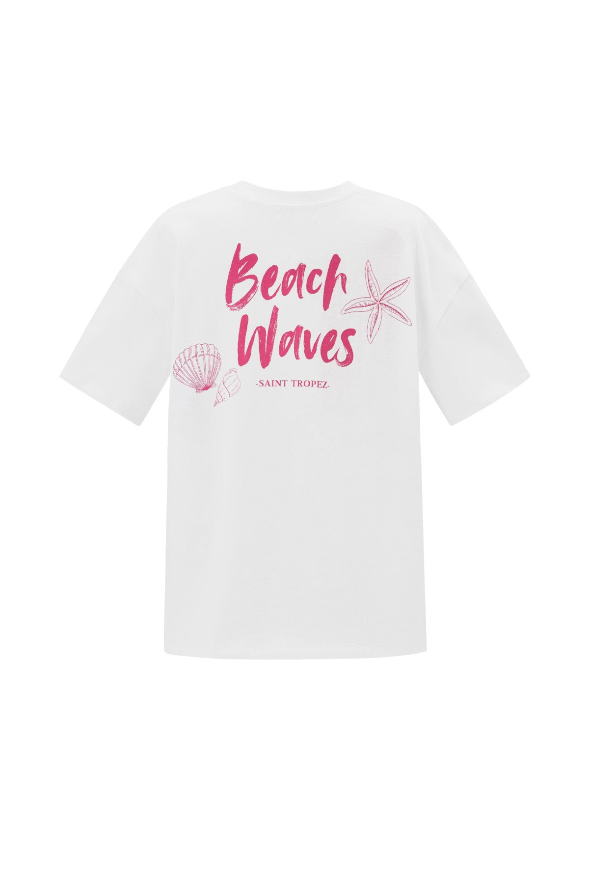 Damen T-Shirt Bestickter Seestern | 100 % Baumwolle | Rosa & Weiß