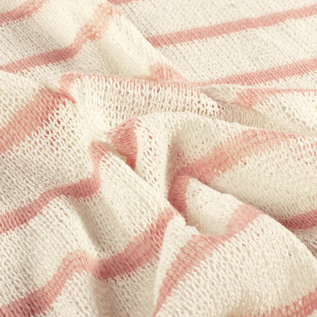 Striped Sleeveless Knitted Top Ladies | Jacquard V-neck | Camel, Navy Blue, Taupe & Pink