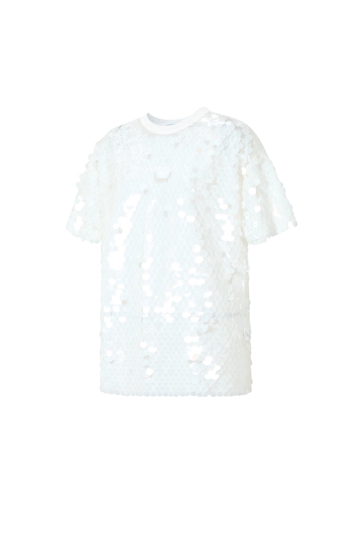 Feestelijke Pailletten Top Dames | Korte Mouwen | Roze & Wit