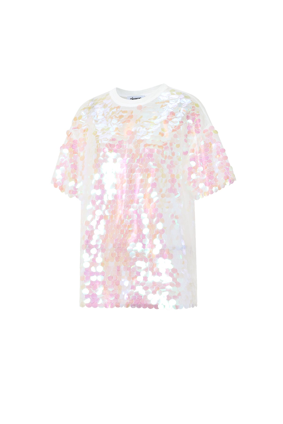 Feestelijke Pailletten Top Dames | Korte Mouwen | Roze & Wit