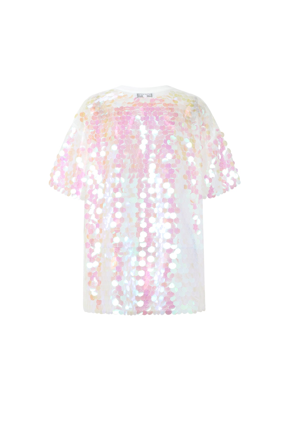 Feestelijke Pailletten Top Dames | Korte Mouwen | Roze & Wit