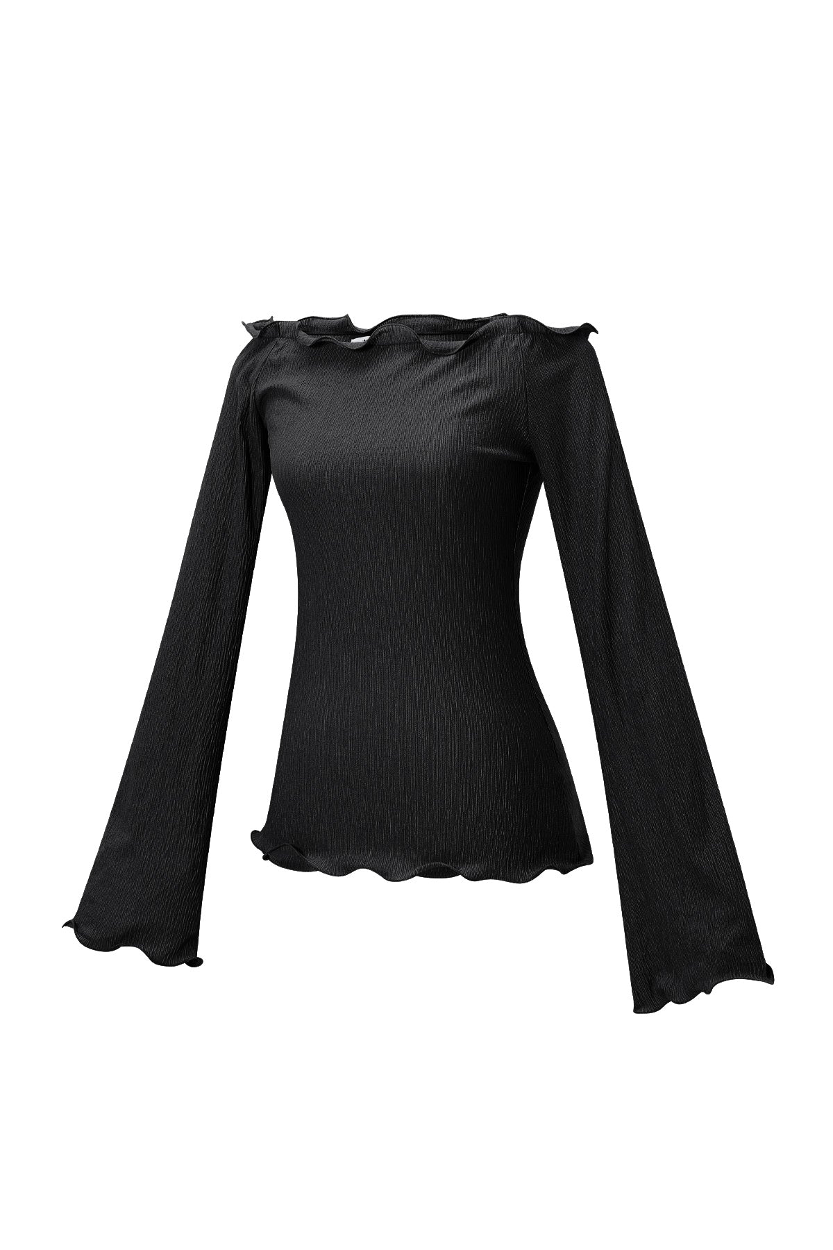 Golvende Top | Casual Gebreide Top met Lange Mouwen | Zwart & Blauw | S-L