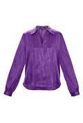 Purple Satin Blouse with Print