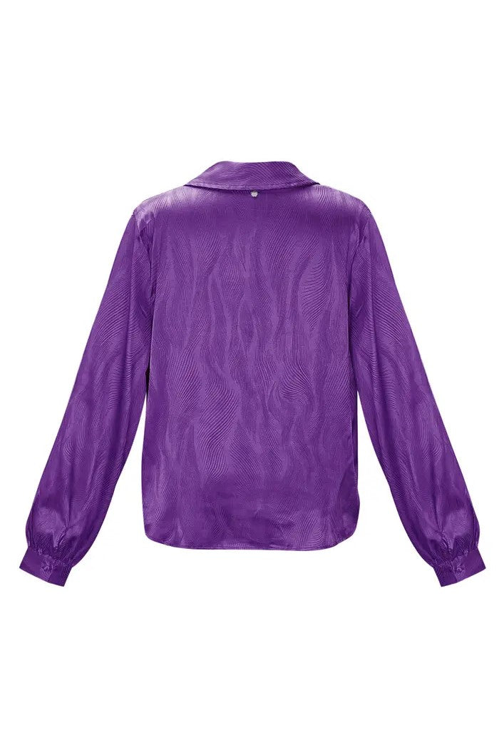 Purple Satin Blouse with Print