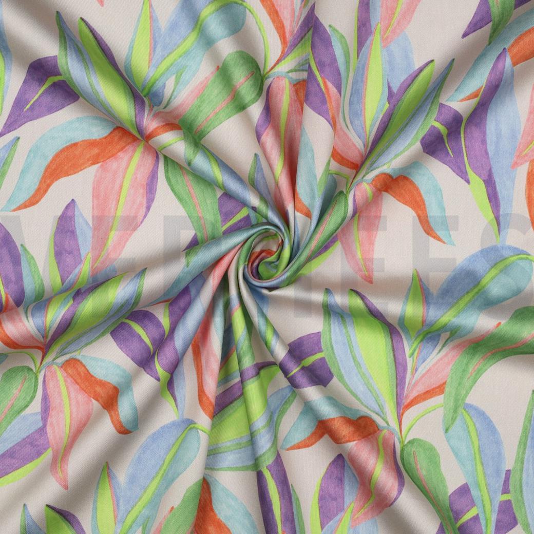 Blouse Elena cotton satin digital leaves