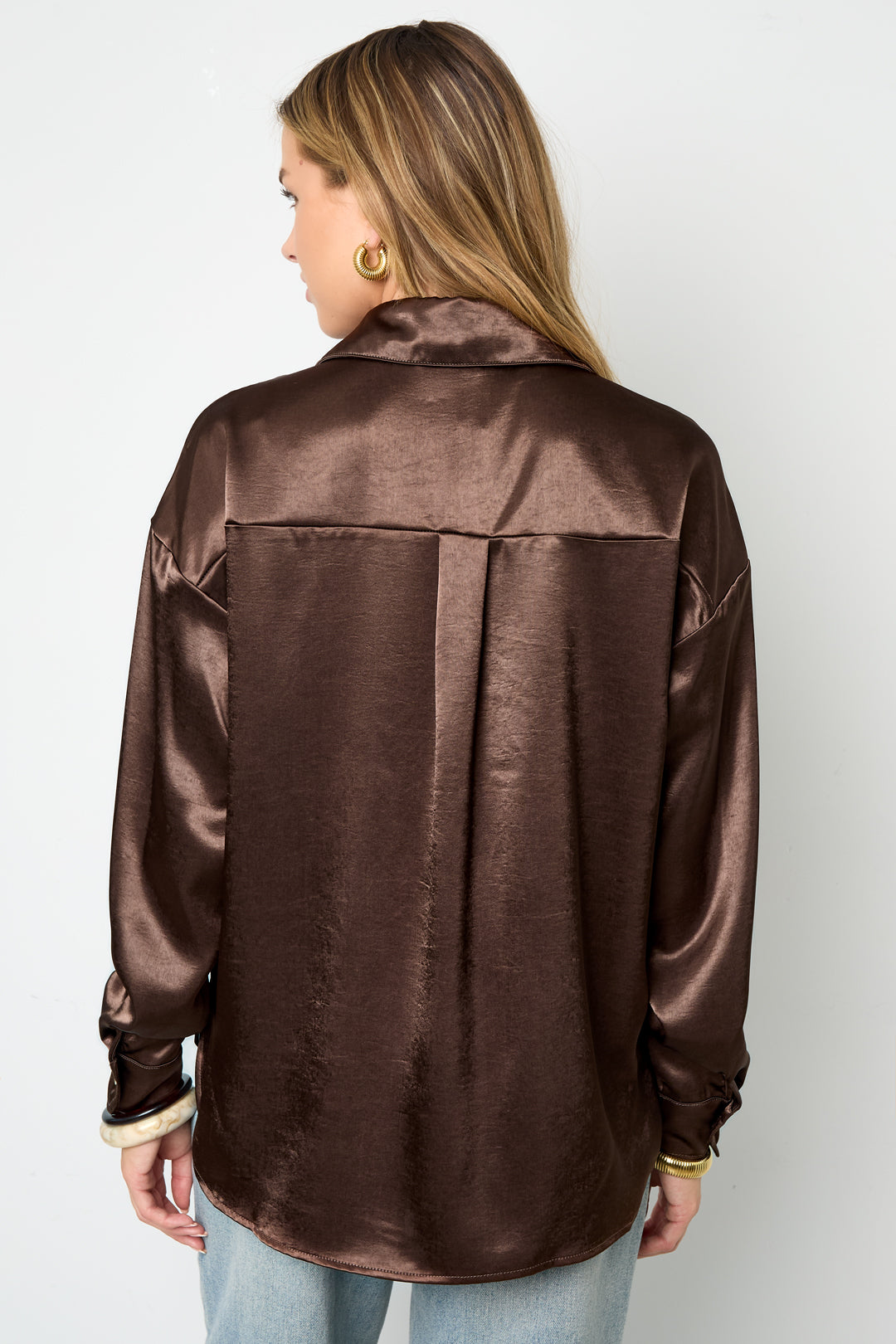 Gewebtes Damenhemd mit Glanz | Casual Basic