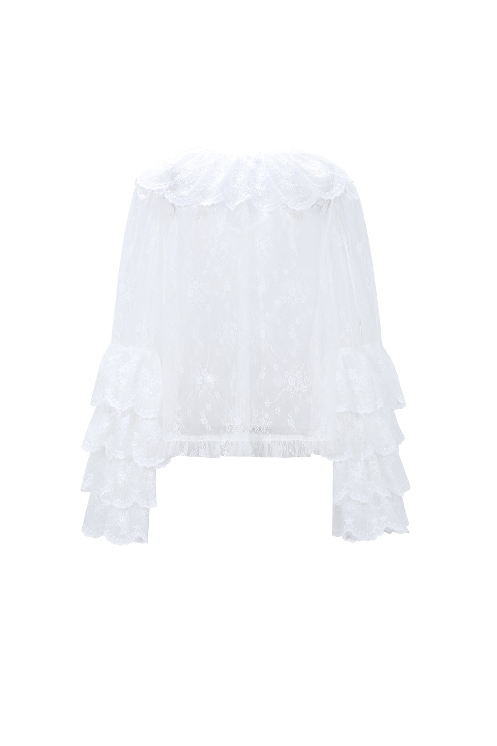 The Charming Blouse – Transparent Lace with Ruffles | Off-White | S-XL