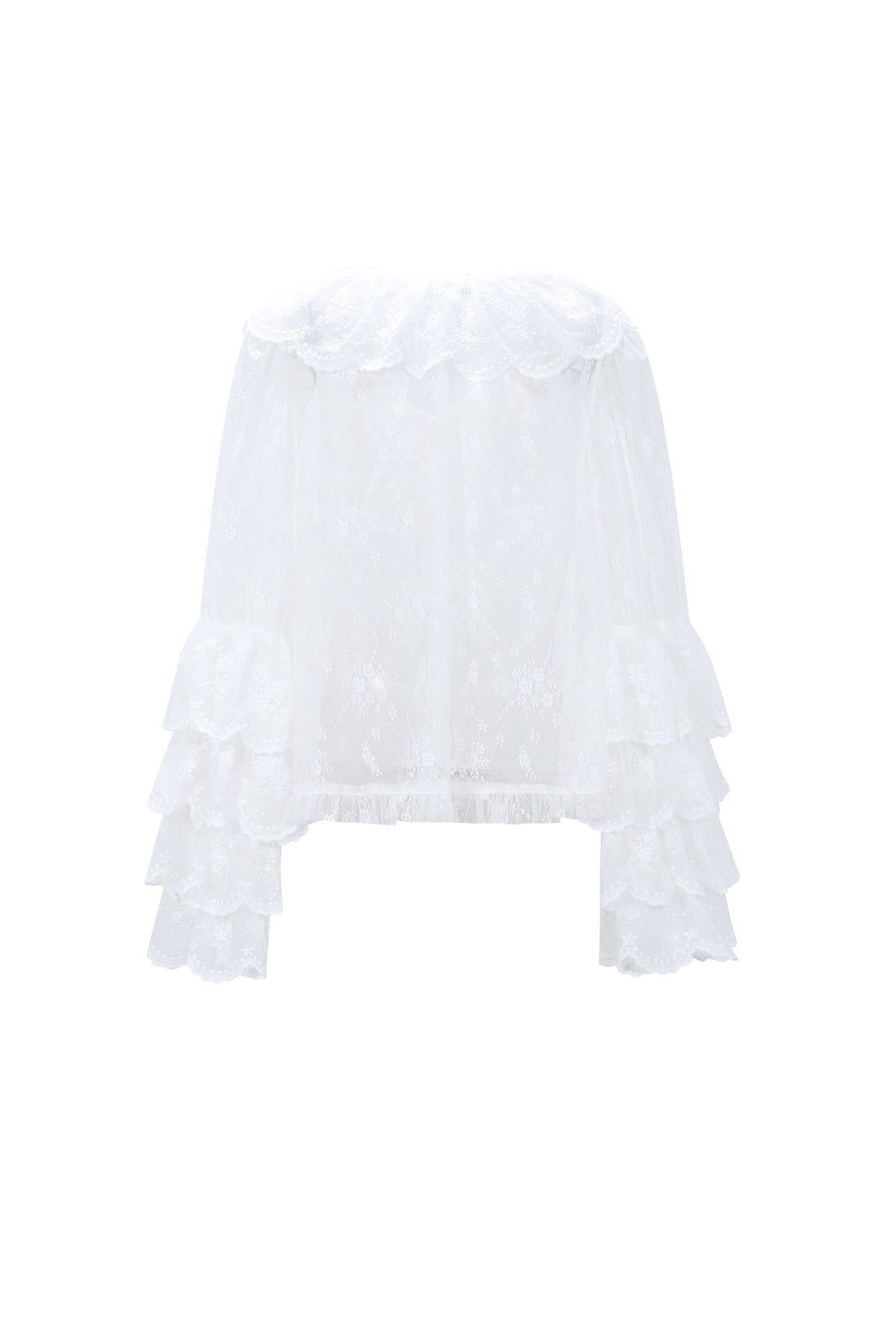 The Charming Blouse – Transparent Lace with Ruffles | Off-White | S-XL