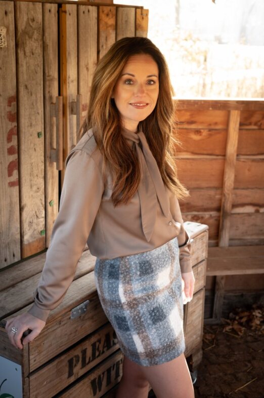 Esmée satin blouse with tie-neck fastening