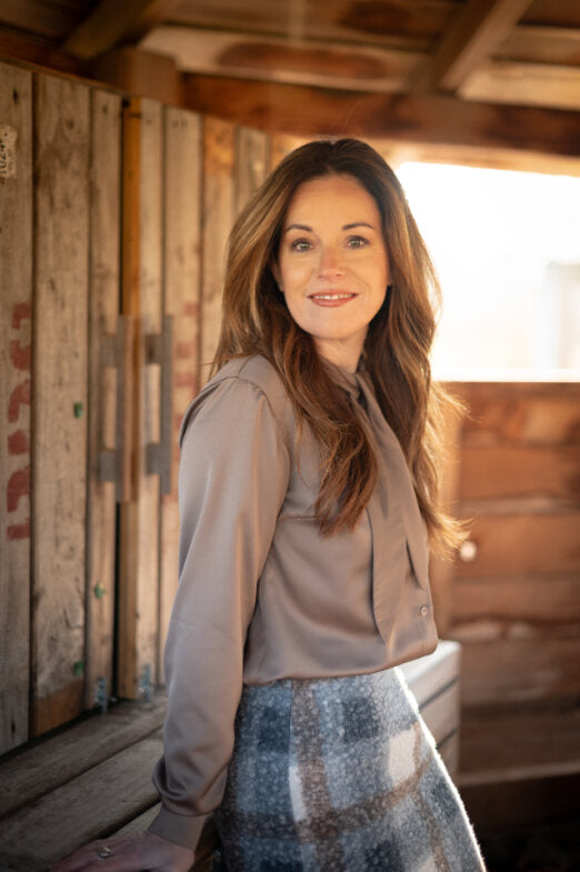 Esmée satin blouse with tie-neck fastening