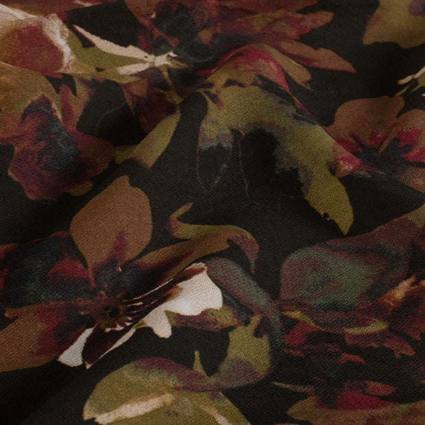 Die Blumenbluse – Viskose-Crêpe mit Herbstfarben