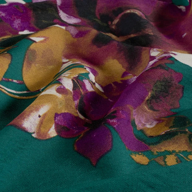 Die Blumenbluse – Viskose-Crêpe mit Herbstfarben