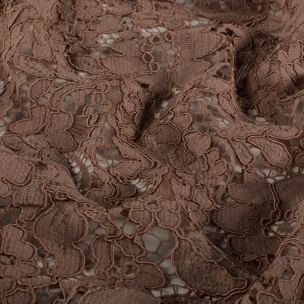 Damenbluse aus Spitze mit Blumenmuster und langen Ärmeln – Taupe