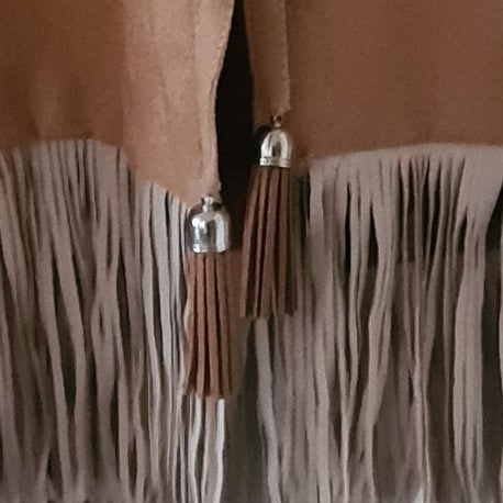 Wildleder-Damenweste mit Fransen | Camel Western-Look