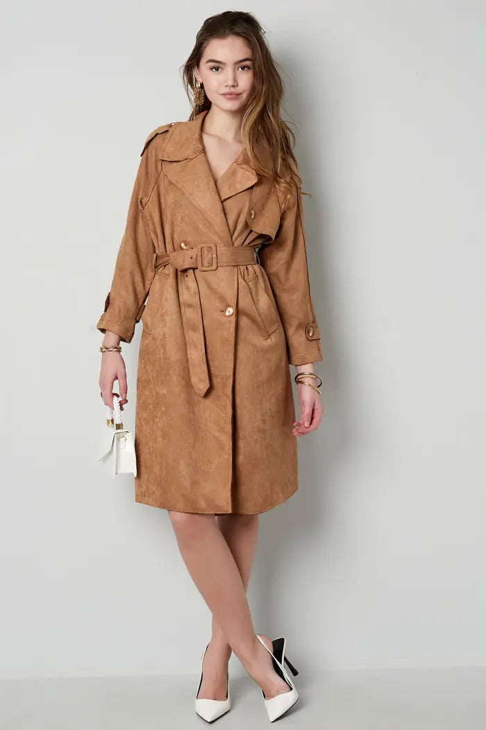 Klassieke Dames Trenchcoat met Dubbele Knopen & Afneembare Riem