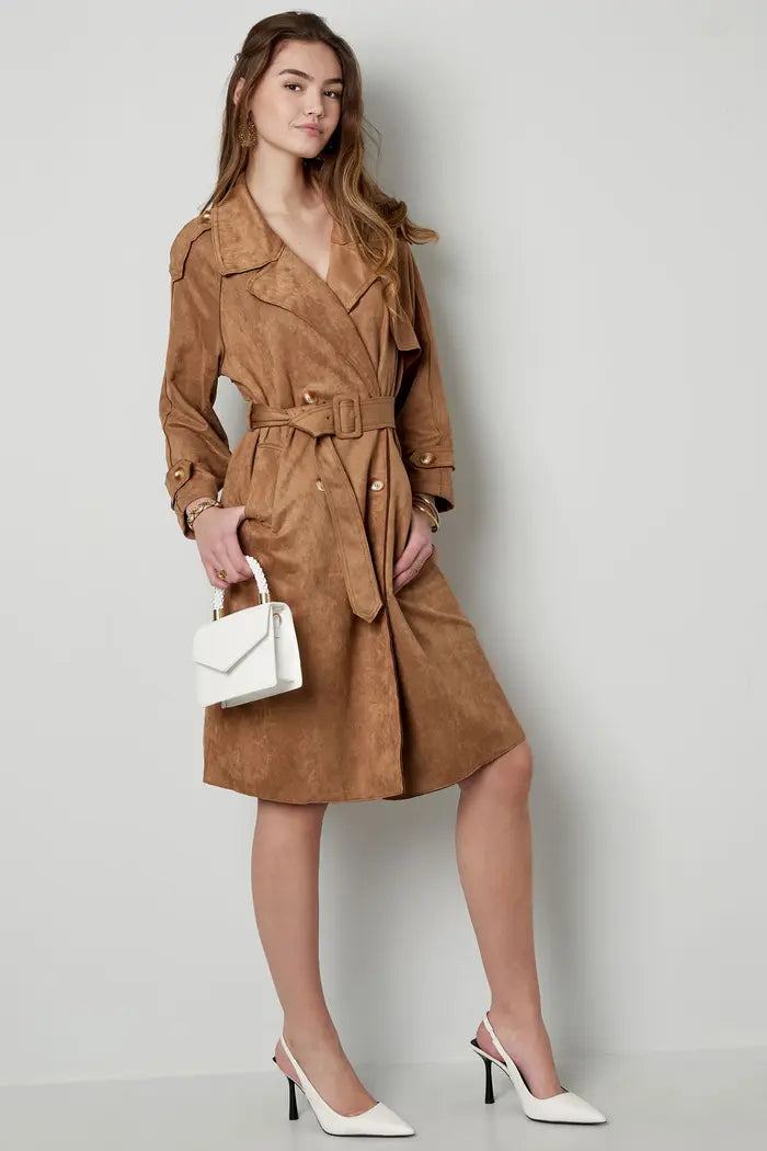 Klassieke Dames Trenchcoat met Dubbele Knopen & Afneembare Riem
