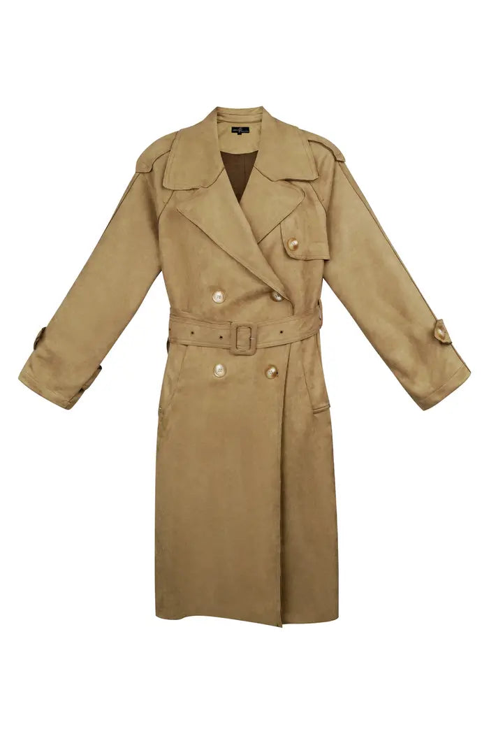 Klassieke Dames Trenchcoat met Dubbele Knopen & Afneembare Riem