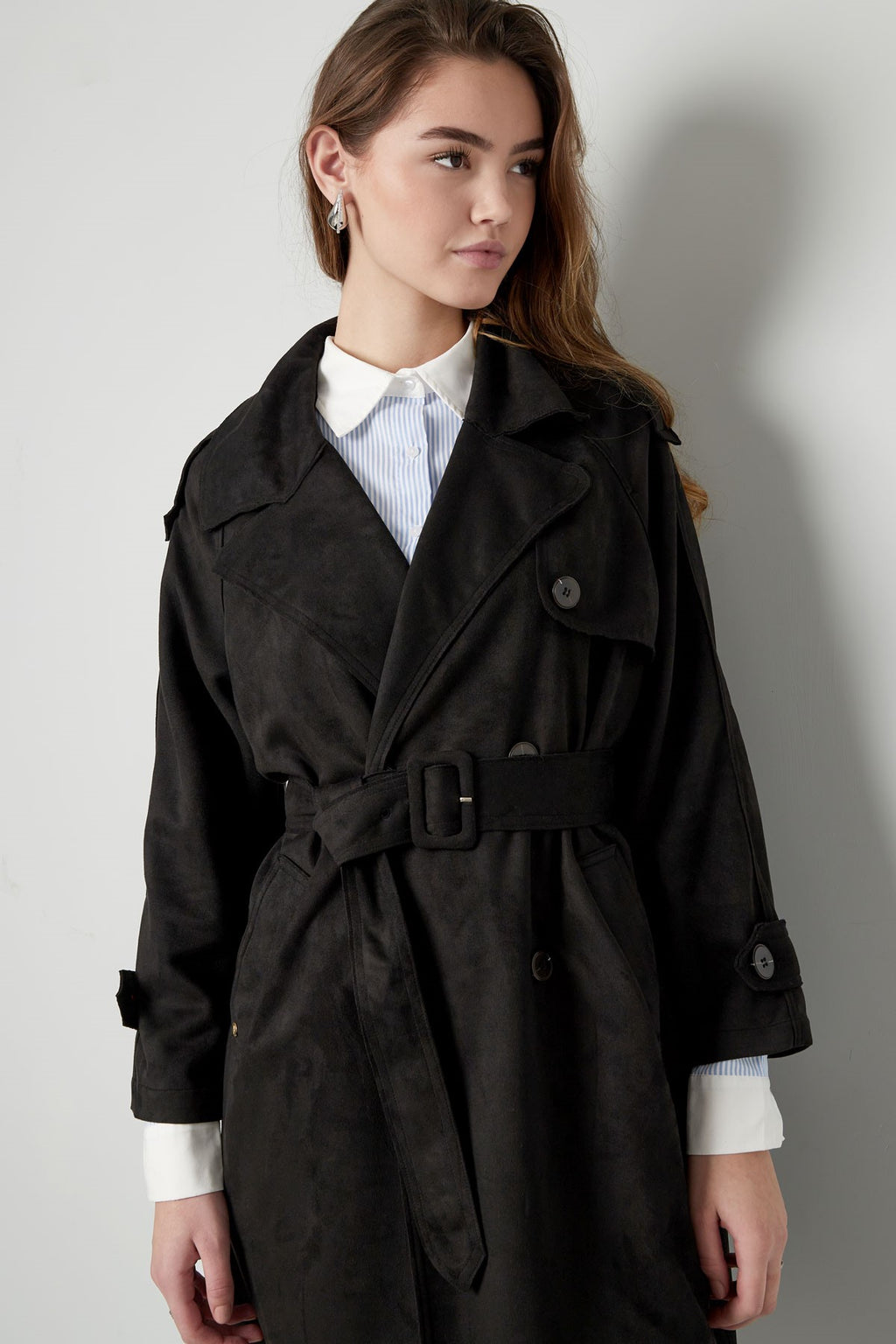 Klassischer Damen Trenchcoat mit Zweireiher & Abnehmbarem Gürtel