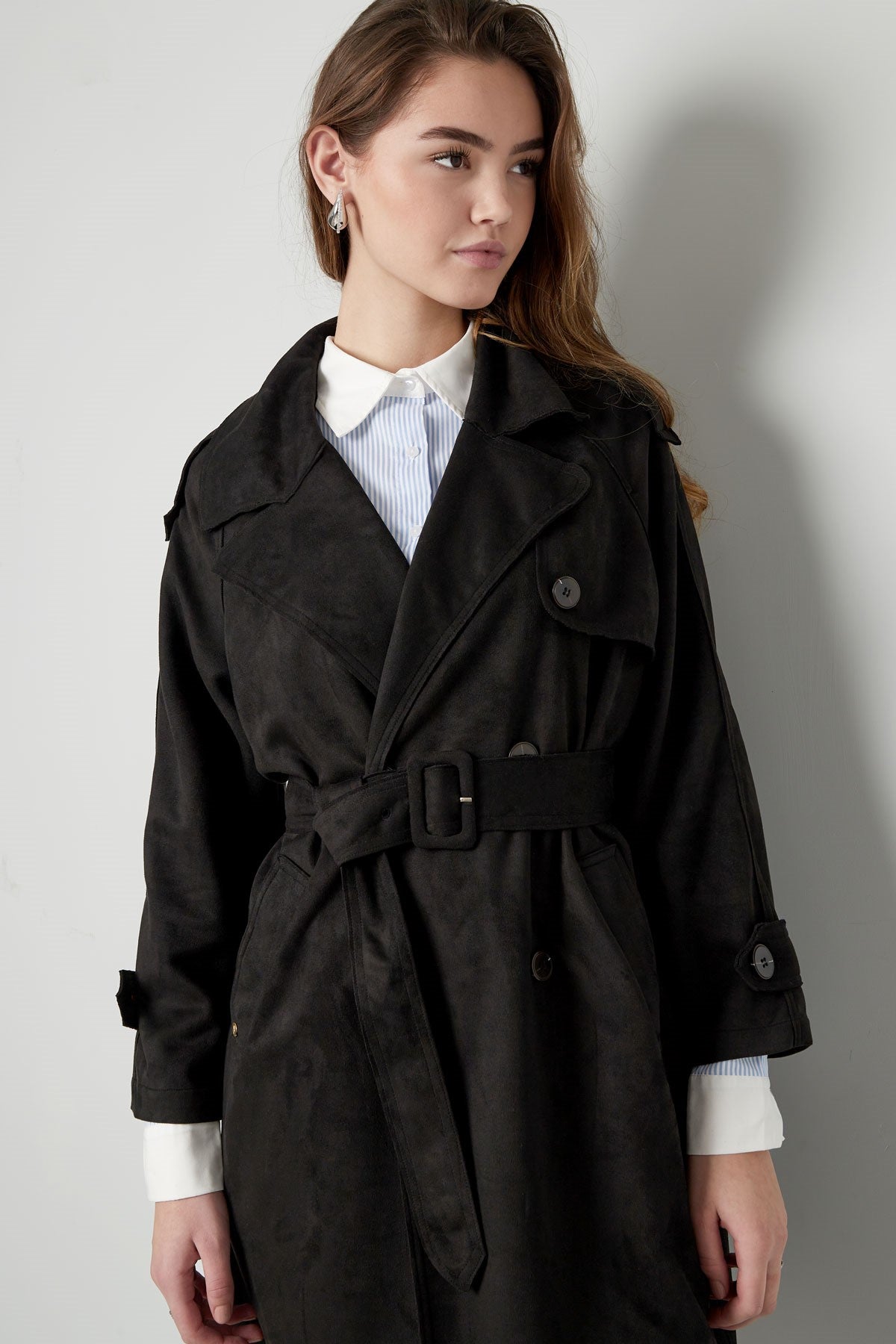 Klassischer Damen Trenchcoat mit Zweireiher & Abnehmbarem Gürtel