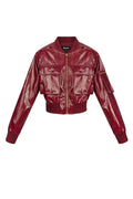 PU short bomber jacket sporty