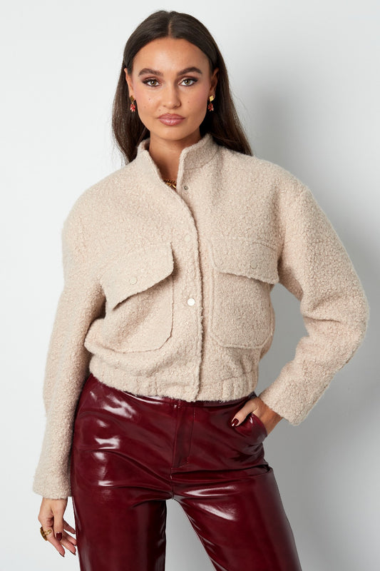 Bouclé bomber jas