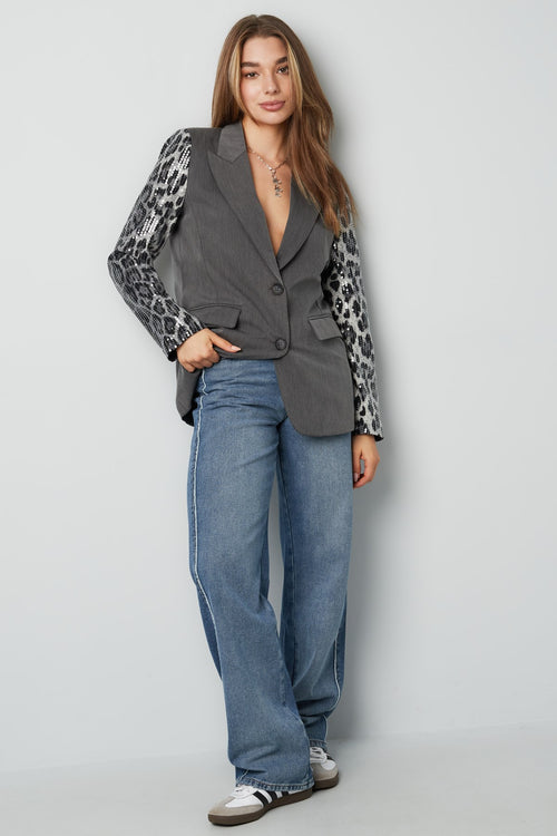 Blazer mit Leoparden-Paillettenärmeln | Damen