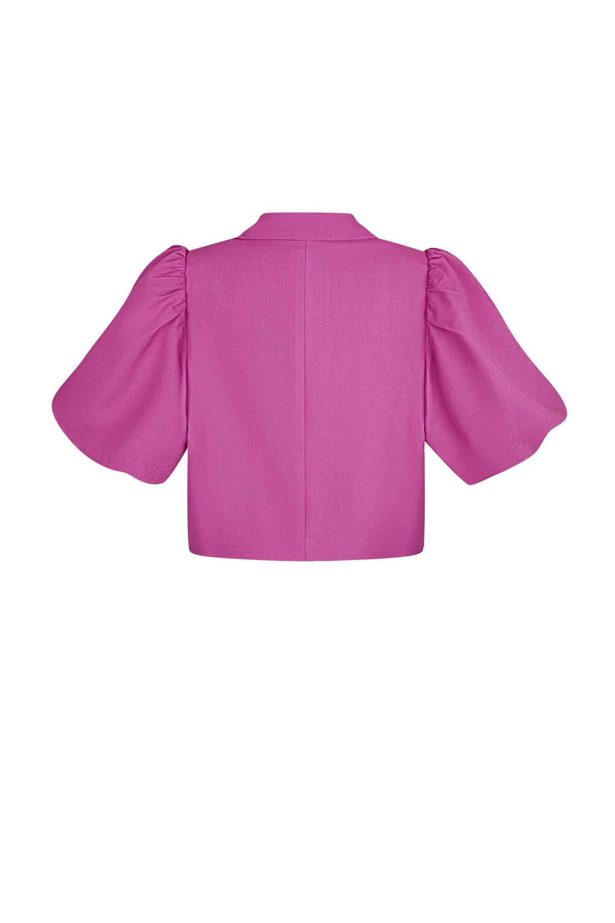 Dames Cropped Blazer met Puff Sleeves | Groen, Beige & Fuchsia