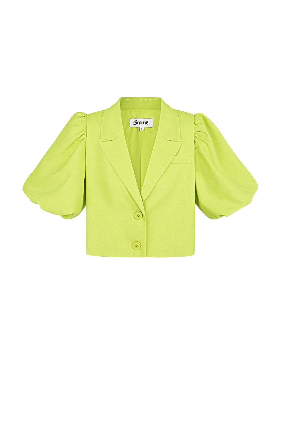 Dames Cropped Blazer met Puff Sleeves | Groen
