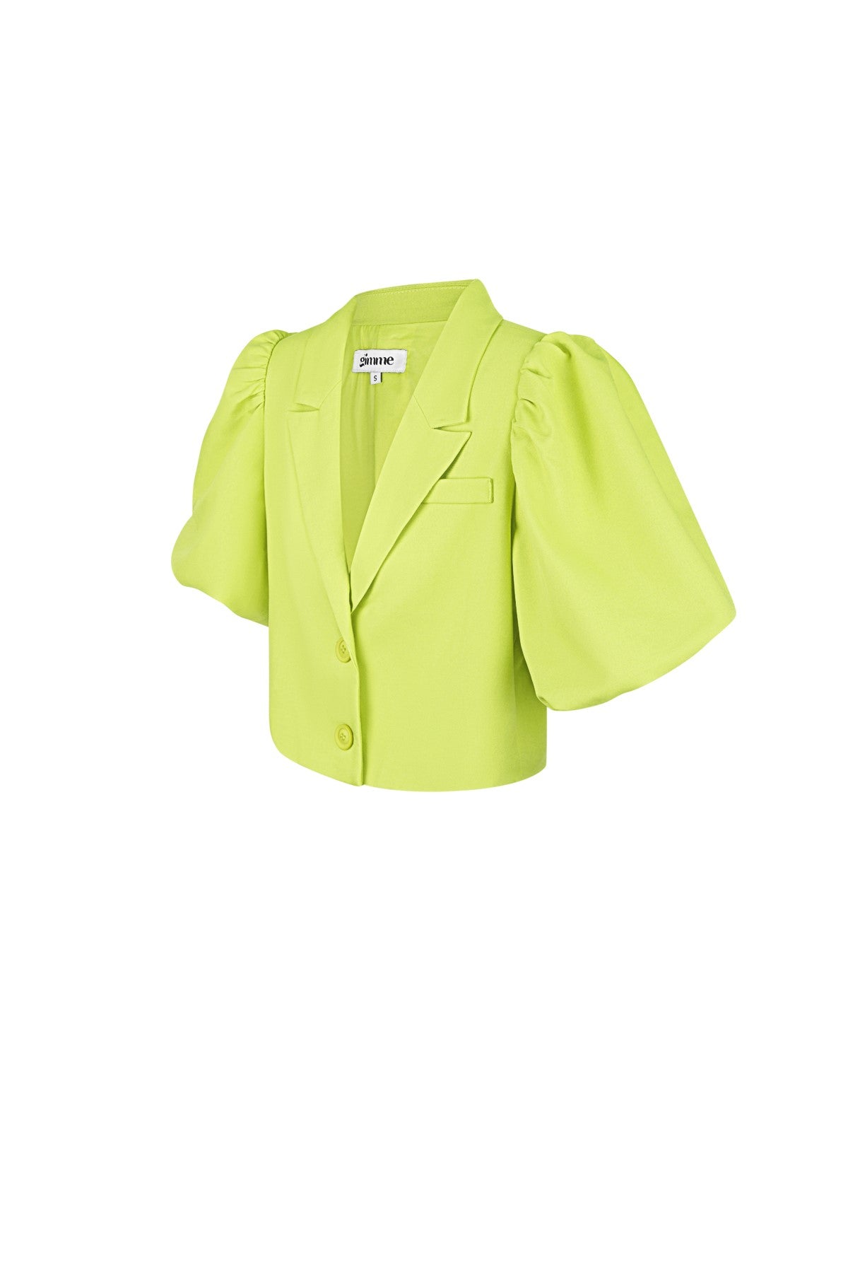Dames Cropped Blazer met Puff Sleeves | Groen