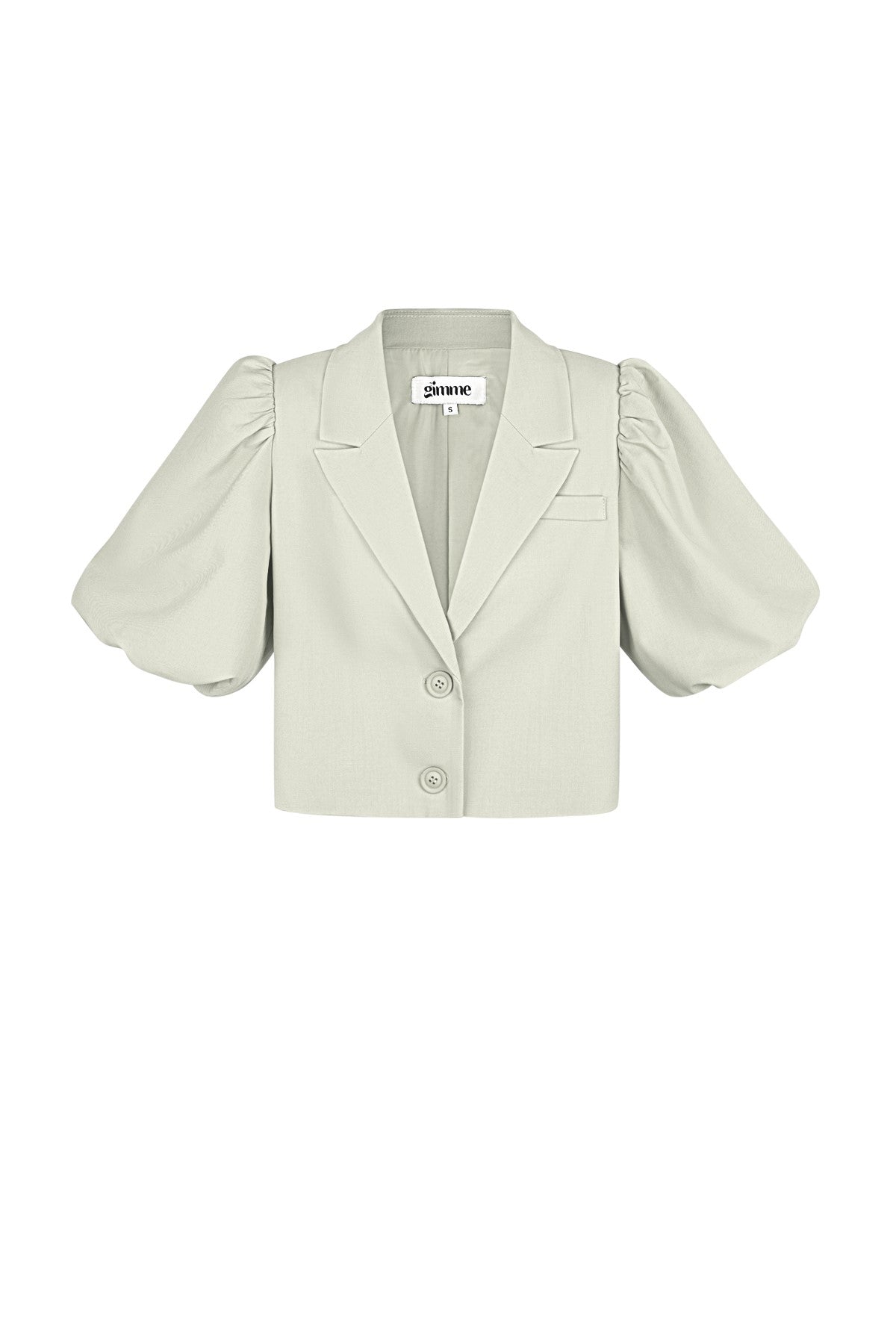 Dames Cropped Blazer met Puff Sleeves | Groen, Beige & Fuchsia