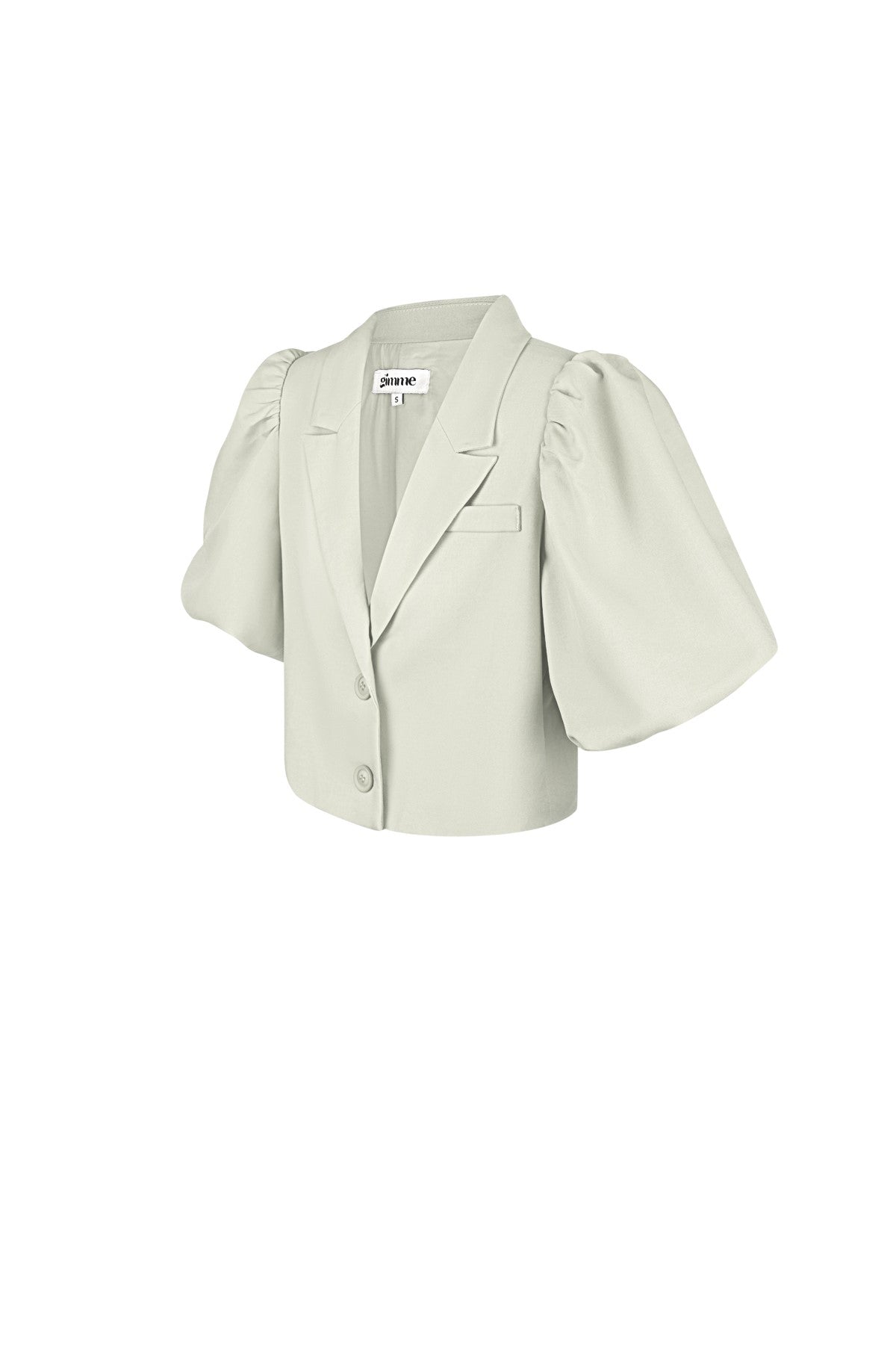 Dames Cropped Blazer met Puff Sleeves | Groen, Beige & Fuchsia