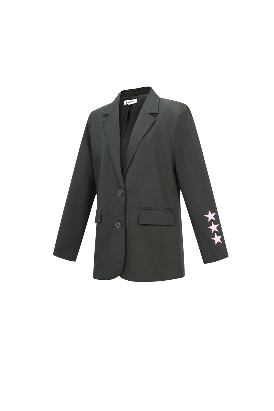 Smile Blazer met Smiley Print | Gevoerd | Grijs & Marineblauw | Maten S, M & L
