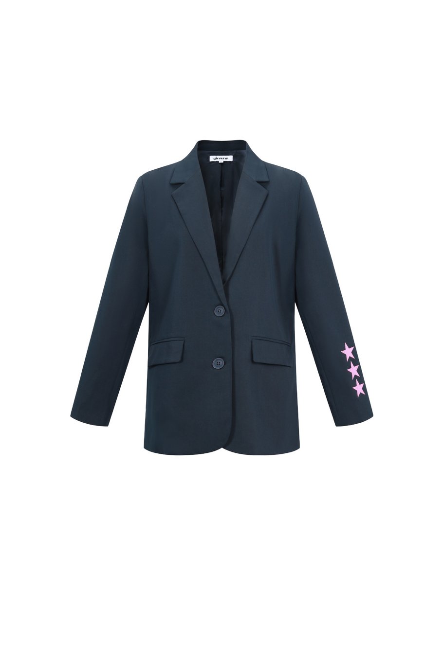 Smile Blazer met Smiley Print | Gevoerd | Grijs & Marineblauw | Maten S, M & L
