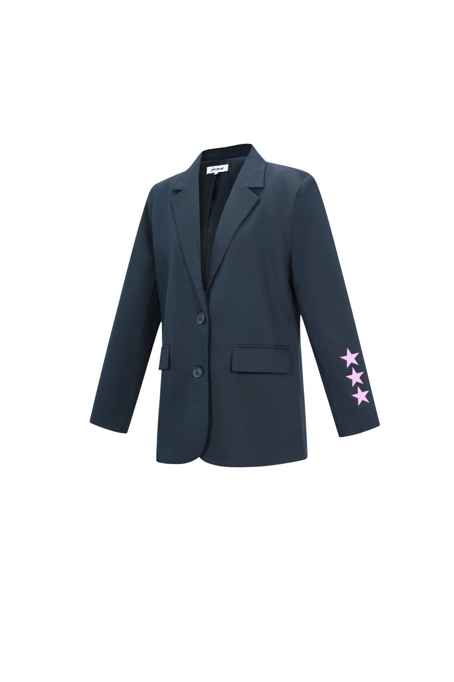 Smile Blazer met Smiley Print | Gevoerd | Grijs & Marineblauw | Maten S, M & L