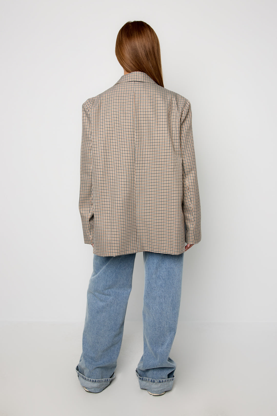 Checked oversized blazer